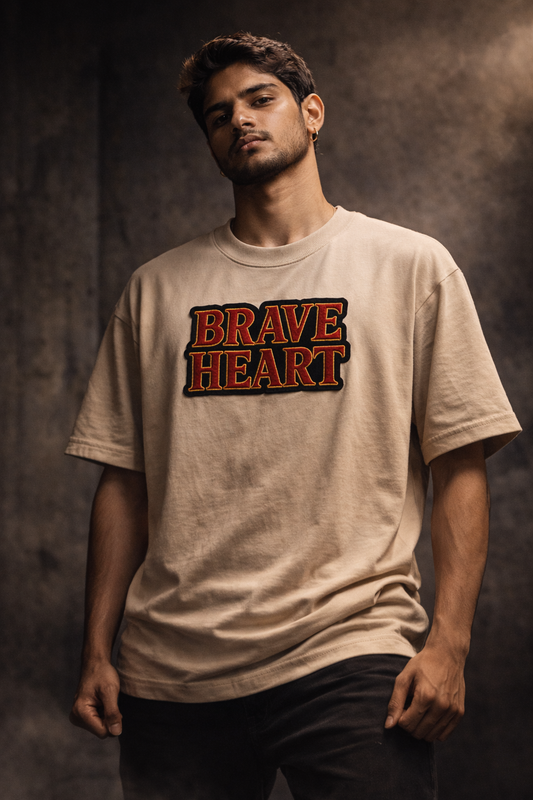 BRAVE HEART | Drop-15 Limited Embroidered Oversized Tee