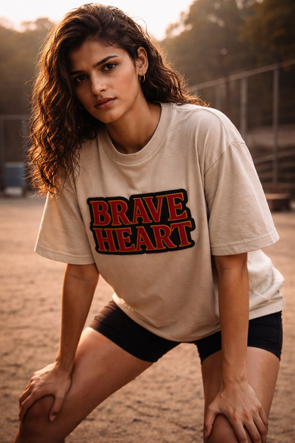 BRAVE HEART | Drop-15 Limited Embroidered Oversized Tee
