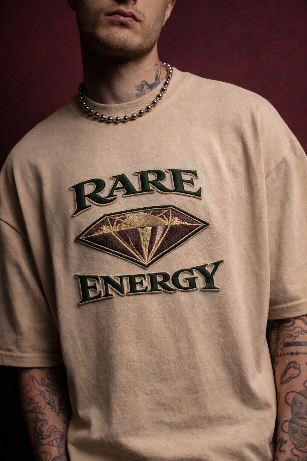 RARE ENERGY| Drop-32 Limited Embroidered Oversized Tee