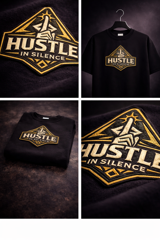 HUSTLE IN SILENCE | Drop-38 Limited Embroidered Oversized Tee