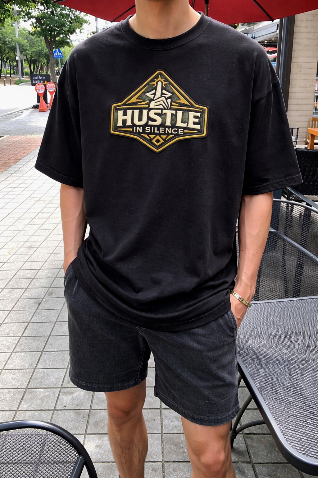 HUSTLE IN SILENCE | Drop-38 Limited Embroidered Oversized Tee