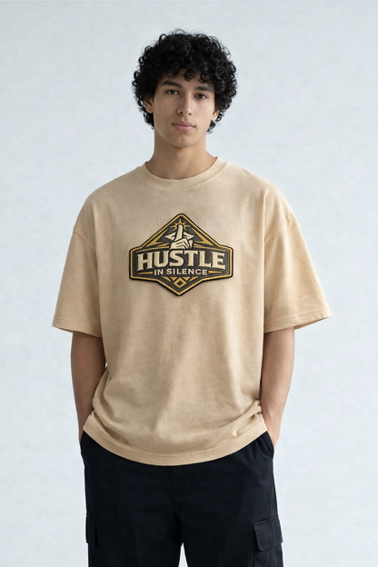 HUSTLE IN SILENCE | Drop-38 Limited Embroidered Oversized Tee