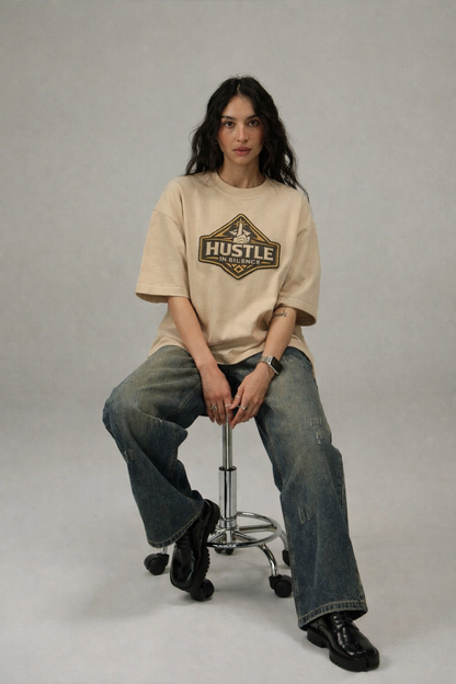 HUSTLE IN SILENCE | Drop-38 Limited Embroidered Oversized Tee