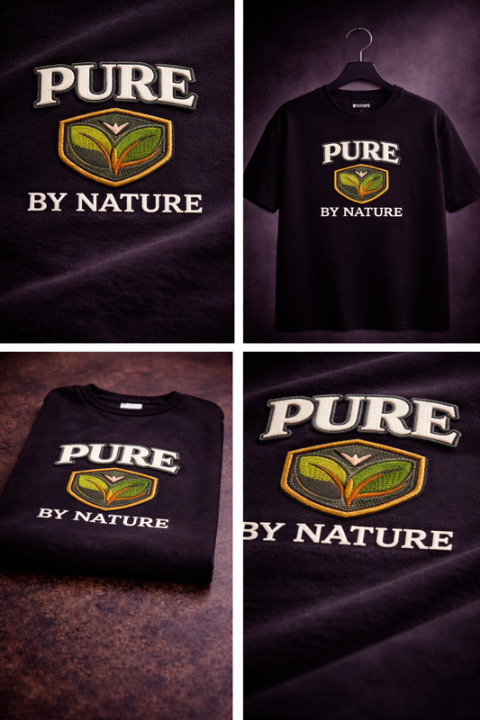 PURE BY NATURE| Drop-43 Limited Embroidered Oversized Tee