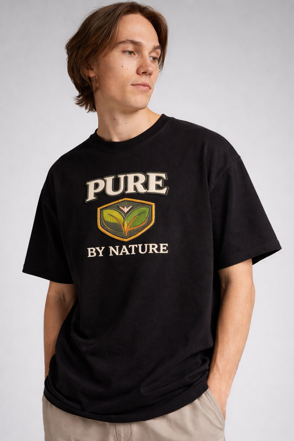 PURE BY NATURE| Drop-43 Limited Embroidered Oversized Tee