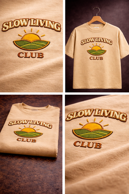 SLOW LIVING CLUB | Drop-44 Limited Embroidered Oversized Tee