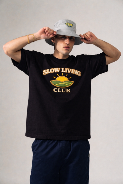 SLOW LIVING CLUB | Drop-44 Limited Embroidered Oversized Tee