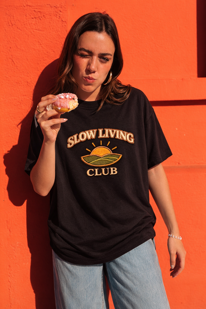 SLOW LIVING CLUB | Drop-44 Limited Embroidered Oversized Tee