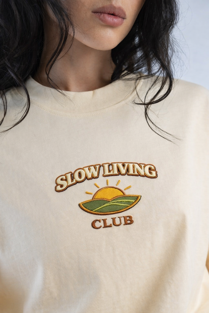 SLOW LIVING CLUB | Drop-44 Limited Embroidered Oversized Tee