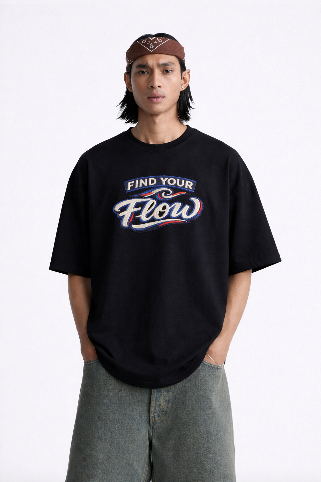FIND YOUR FLOW | Drop-46 Limited Embroidered Oversized Tee