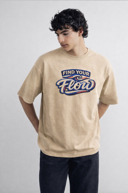 FIND YOUR FLOW | Drop-46 Limited Embroidered Oversized Tee