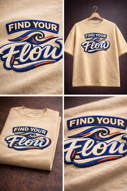 FIND YOUR FLOW | Drop-46 Limited Embroidered Oversized Tee