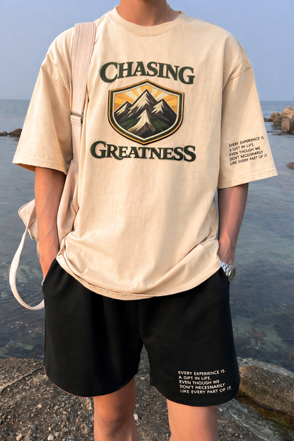 CHASING GREATNESS| Drop-35 Limited Embroidered Oversized Tee