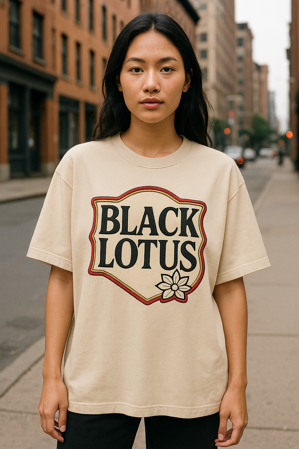 BLACK LOTUS | Premium Embroidered  Ov-Tee